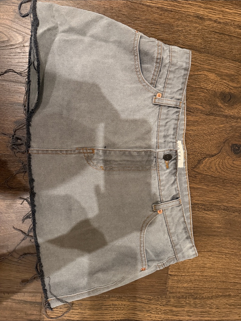 Motel Rocks Light Gray Frayed Hem Denim Shorts